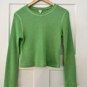Arket Green Ribbed Knit Women's Top
